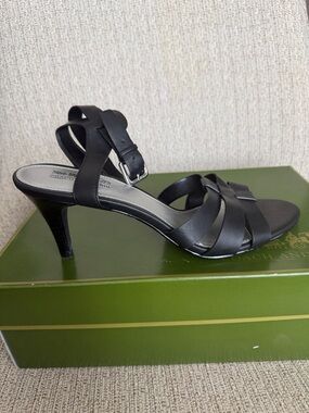 Coach and Four Black Strappy Mid-Heel Sandals